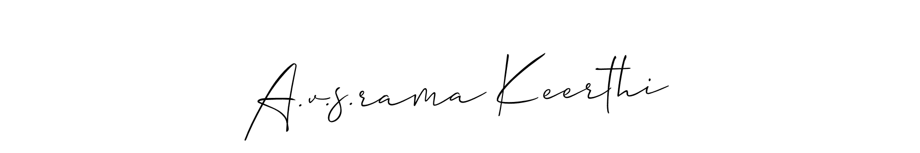 The best way (Allison_Script) to make a short signature is to pick only two or three words in your name. The name A.v.s.rama Keerthi include a total of six letters. For converting this name. A.v.s.rama Keerthi signature style 2 images and pictures png