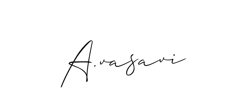 The best way (Allison_Script) to make a short signature is to pick only two or three words in your name. The name A.vasavi include a total of six letters. For converting this name. A.vasavi signature style 2 images and pictures png