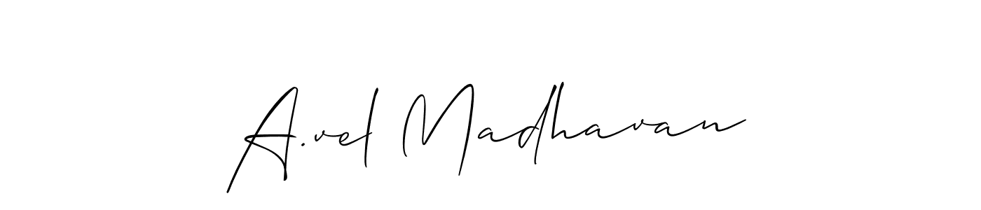 Allison_Script is a professional signature style that is perfect for those who want to add a touch of class to their signature. It is also a great choice for those who want to make their signature more unique. Get A.vel Madhavan name to fancy signature for free. A.vel Madhavan signature style 2 images and pictures png