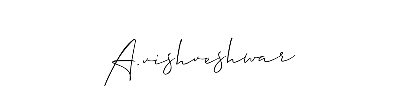 How to make A.vishveshwar name signature. Use Allison_Script style for creating short signs online. This is the latest handwritten sign. A.vishveshwar signature style 2 images and pictures png