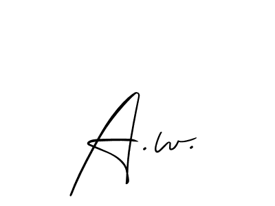The best way (Allison_Script) to make a short signature is to pick only two or three words in your name. The name A.w. include a total of six letters. For converting this name. A.w. signature style 2 images and pictures png