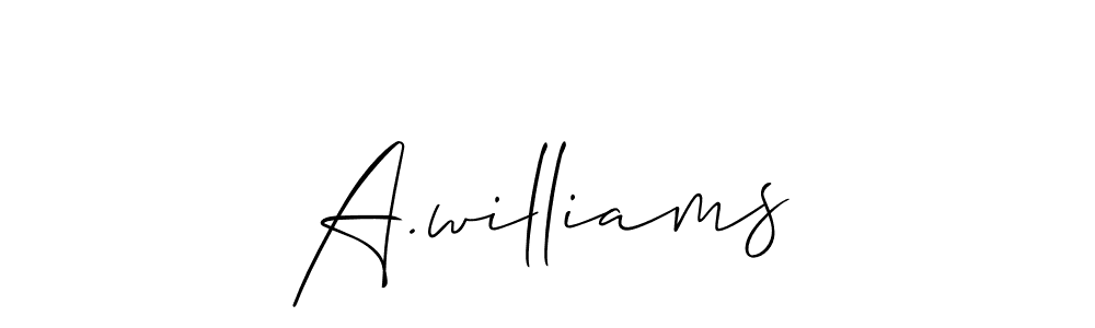 The best way (Allison_Script) to make a short signature is to pick only two or three words in your name. The name A.williams include a total of six letters. For converting this name. A.williams signature style 2 images and pictures png