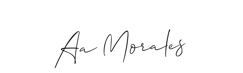 How to make Aa Morales name signature. Use Allison_Script style for creating short signs online. This is the latest handwritten sign. Aa Morales signature style 2 images and pictures png