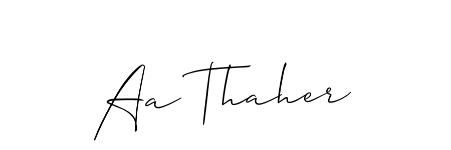 Design your own signature with our free online signature maker. With this signature software, you can create a handwritten (Allison_Script) signature for name Aa Thaher. Aa Thaher signature style 2 images and pictures png