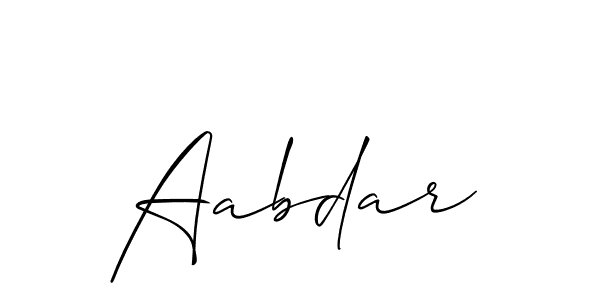 Use a signature maker to create a handwritten signature online. With this signature software, you can design (Allison_Script) your own signature for name Aabdar. Aabdar signature style 2 images and pictures png