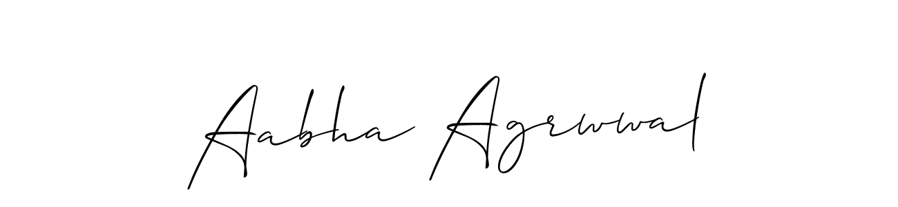 The best way (Allison_Script) to make a short signature is to pick only two or three words in your name. The name Aabha Agrwwal include a total of six letters. For converting this name. Aabha Agrwwal signature style 2 images and pictures png