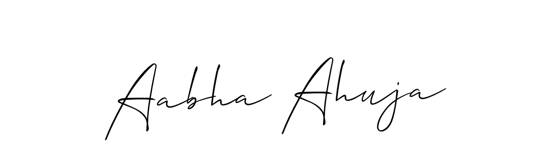 The best way (Allison_Script) to make a short signature is to pick only two or three words in your name. The name Aabha Ahuja include a total of six letters. For converting this name. Aabha Ahuja signature style 2 images and pictures png