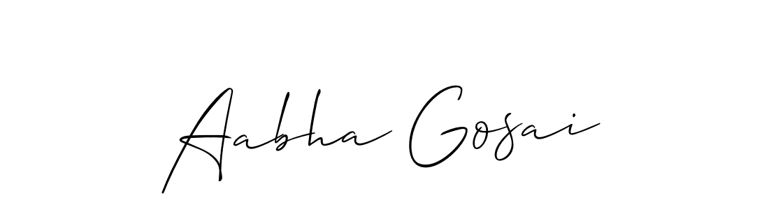 Allison_Script is a professional signature style that is perfect for those who want to add a touch of class to their signature. It is also a great choice for those who want to make their signature more unique. Get Aabha Gosai name to fancy signature for free. Aabha Gosai signature style 2 images and pictures png