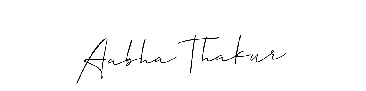 The best way (Allison_Script) to make a short signature is to pick only two or three words in your name. The name Aabha Thakur include a total of six letters. For converting this name. Aabha Thakur signature style 2 images and pictures png