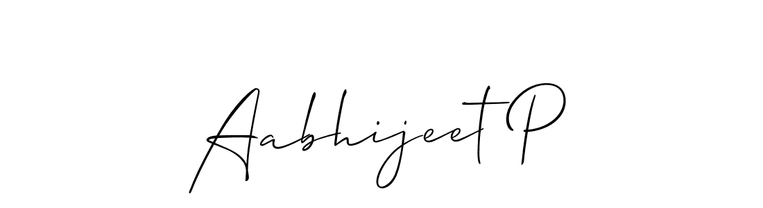 Use a signature maker to create a handwritten signature online. With this signature software, you can design (Allison_Script) your own signature for name Aabhijeet P. Aabhijeet P signature style 2 images and pictures png