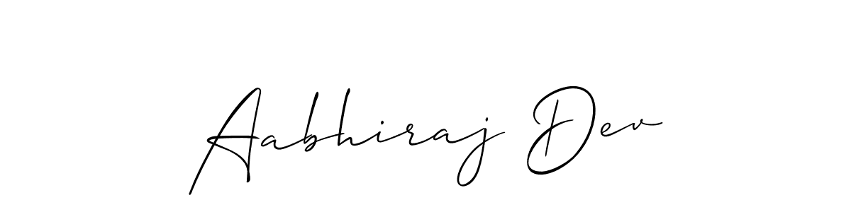 The best way (Allison_Script) to make a short signature is to pick only two or three words in your name. The name Aabhiraj Dev include a total of six letters. For converting this name. Aabhiraj Dev signature style 2 images and pictures png