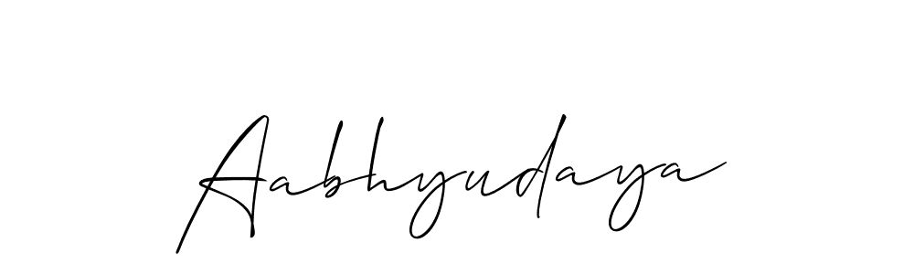 How to make Aabhyudaya signature? Allison_Script is a professional autograph style. Create handwritten signature for Aabhyudaya name. Aabhyudaya signature style 2 images and pictures png