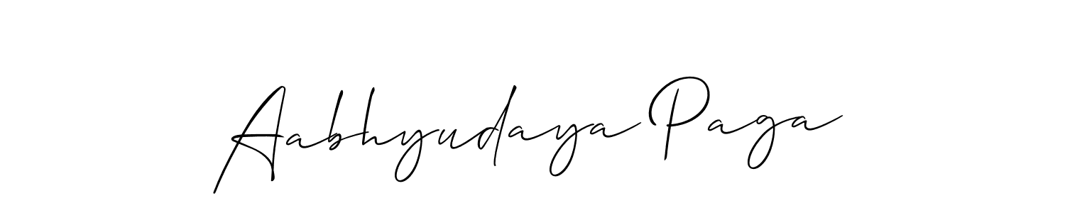 How to make Aabhyudaya Paga signature? Allison_Script is a professional autograph style. Create handwritten signature for Aabhyudaya Paga name. Aabhyudaya Paga signature style 2 images and pictures png