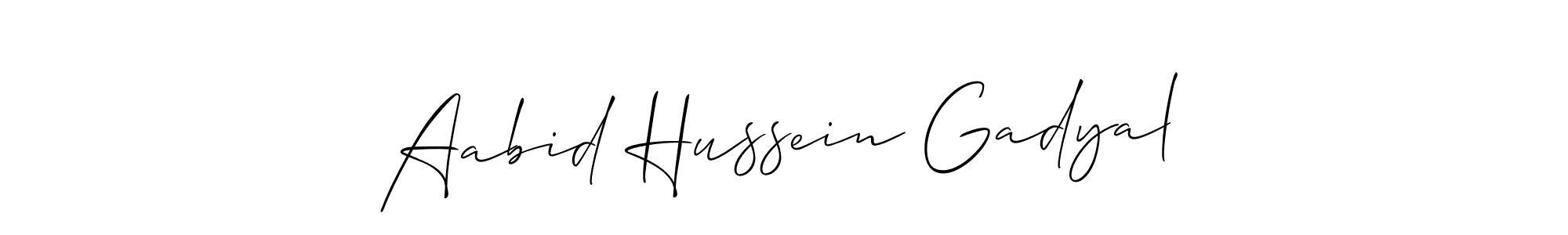 Create a beautiful signature design for name Aabid Hussein Gadyal. With this signature (Allison_Script) fonts, you can make a handwritten signature for free. Aabid Hussein Gadyal signature style 2 images and pictures png