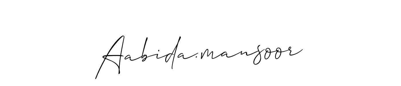 Allison_Script is a professional signature style that is perfect for those who want to add a touch of class to their signature. It is also a great choice for those who want to make their signature more unique. Get Aabida.mansoor name to fancy signature for free. Aabida.mansoor signature style 2 images and pictures png