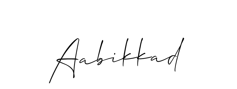The best way (Allison_Script) to make a short signature is to pick only two or three words in your name. The name Aabikkad include a total of six letters. For converting this name. Aabikkad signature style 2 images and pictures png