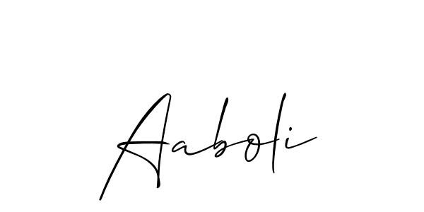 Use a signature maker to create a handwritten signature online. With this signature software, you can design (Allison_Script) your own signature for name Aaboli. Aaboli signature style 2 images and pictures png