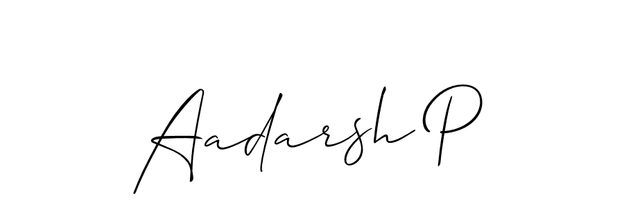 It looks lik you need a new signature style for name Aadarsh P. Design unique handwritten (Allison_Script) signature with our free signature maker in just a few clicks. Aadarsh P signature style 2 images and pictures png