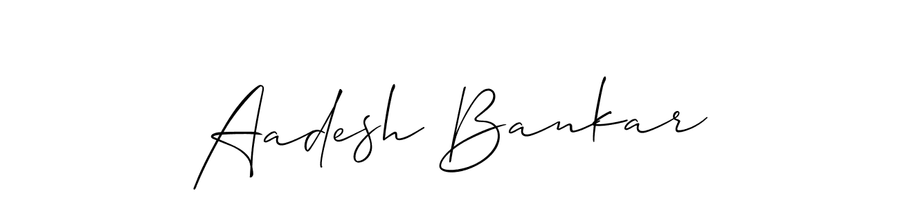 Allison_Script is a professional signature style that is perfect for those who want to add a touch of class to their signature. It is also a great choice for those who want to make their signature more unique. Get Aadesh Bankar name to fancy signature for free. Aadesh Bankar signature style 2 images and pictures png