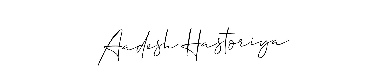 Make a beautiful signature design for name Aadesh Hastoriya. With this signature (Allison_Script) style, you can create a handwritten signature for free. Aadesh Hastoriya signature style 2 images and pictures png