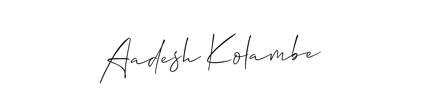 You should practise on your own different ways (Allison_Script) to write your name (Aadesh Kolambe) in signature. don't let someone else do it for you. Aadesh Kolambe signature style 2 images and pictures png