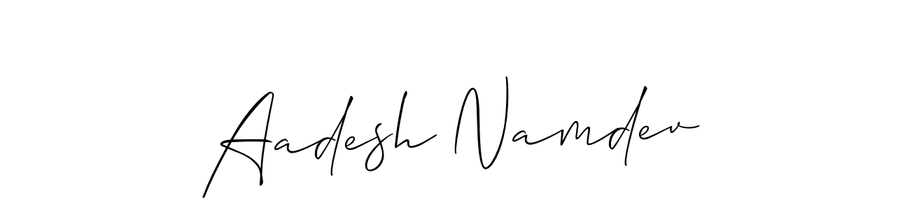 The best way (Allison_Script) to make a short signature is to pick only two or three words in your name. The name Aadesh Namdev include a total of six letters. For converting this name. Aadesh Namdev signature style 2 images and pictures png