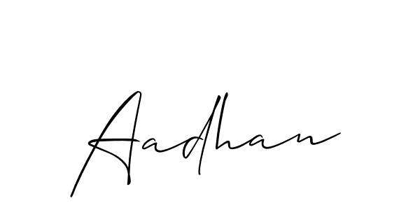 Make a beautiful signature design for name Aadhan. With this signature (Allison_Script) style, you can create a handwritten signature for free. Aadhan signature style 2 images and pictures png