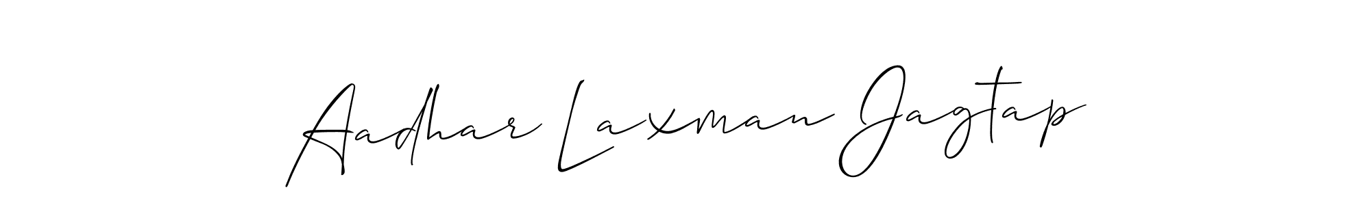 if you are searching for the best signature style for your name Aadhar Laxman Jagtap. so please give up your signature search. here we have designed multiple signature styles  using Allison_Script. Aadhar Laxman Jagtap signature style 2 images and pictures png