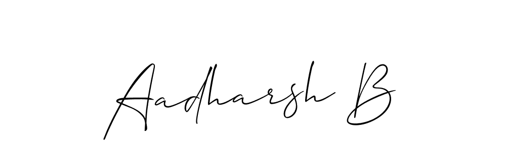 The best way (Allison_Script) to make a short signature is to pick only two or three words in your name. The name Aadharsh B include a total of six letters. For converting this name. Aadharsh B signature style 2 images and pictures png