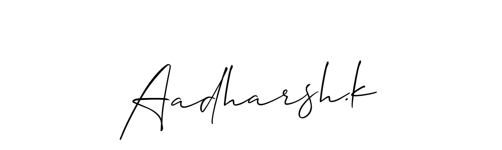 Use a signature maker to create a handwritten signature online. With this signature software, you can design (Allison_Script) your own signature for name Aadharsh.k. Aadharsh.k signature style 2 images and pictures png