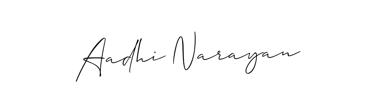 Allison_Script is a professional signature style that is perfect for those who want to add a touch of class to their signature. It is also a great choice for those who want to make their signature more unique. Get Aadhi Narayan name to fancy signature for free. Aadhi Narayan signature style 2 images and pictures png