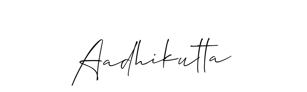 Use a signature maker to create a handwritten signature online. With this signature software, you can design (Allison_Script) your own signature for name Aadhikutta. Aadhikutta signature style 2 images and pictures png