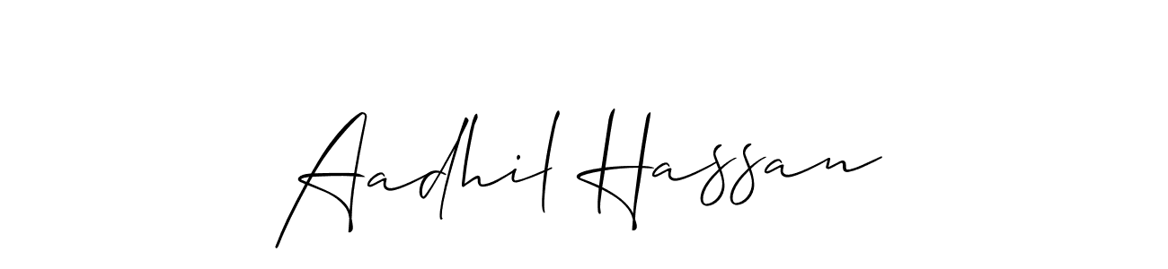 Also we have Aadhil Hassan name is the best signature style. Create professional handwritten signature collection using Allison_Script autograph style. Aadhil Hassan signature style 2 images and pictures png