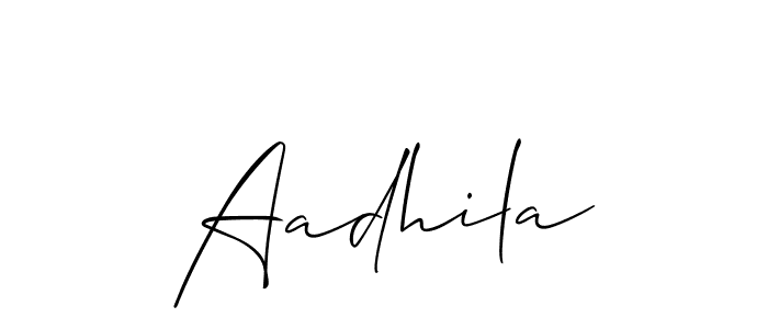 Design your own signature with our free online signature maker. With this signature software, you can create a handwritten (Allison_Script) signature for name Aadhila. Aadhila signature style 2 images and pictures png