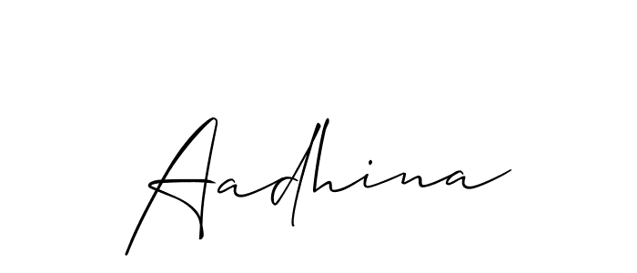 Make a beautiful signature design for name Aadhina. With this signature (Allison_Script) style, you can create a handwritten signature for free. Aadhina signature style 2 images and pictures png