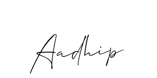 Use a signature maker to create a handwritten signature online. With this signature software, you can design (Allison_Script) your own signature for name Aadhip. Aadhip signature style 2 images and pictures png