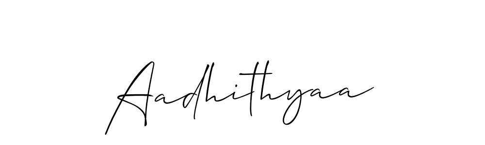 How to make Aadhithyaa name signature. Use Allison_Script style for creating short signs online. This is the latest handwritten sign. Aadhithyaa signature style 2 images and pictures png