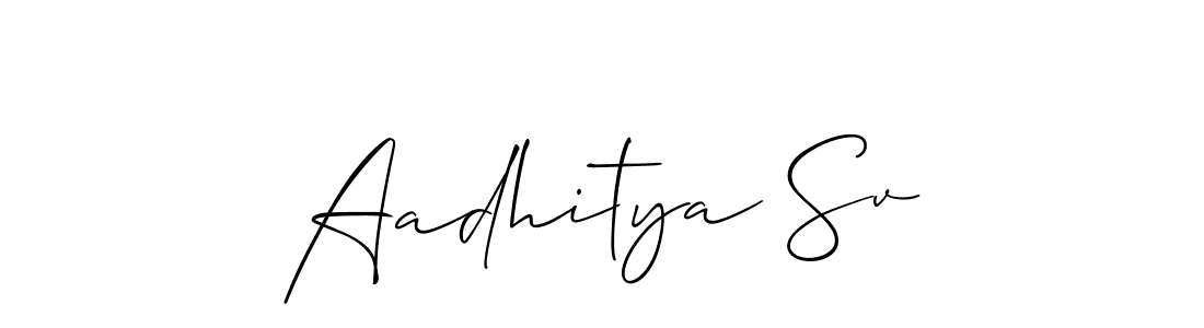 Also we have Aadhitya Sv name is the best signature style. Create professional handwritten signature collection using Allison_Script autograph style. Aadhitya Sv signature style 2 images and pictures png