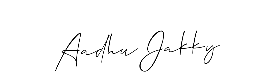 Best and Professional Signature Style for Aadhu Jakky. Allison_Script Best Signature Style Collection. Aadhu Jakky signature style 2 images and pictures png