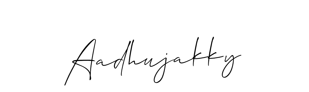 You should practise on your own different ways (Allison_Script) to write your name (Aadhujakky) in signature. don't let someone else do it for you. Aadhujakky signature style 2 images and pictures png