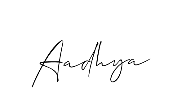 Make a beautiful signature design for name Aadhya. With this signature (Allison_Script) style, you can create a handwritten signature for free. Aadhya signature style 2 images and pictures png