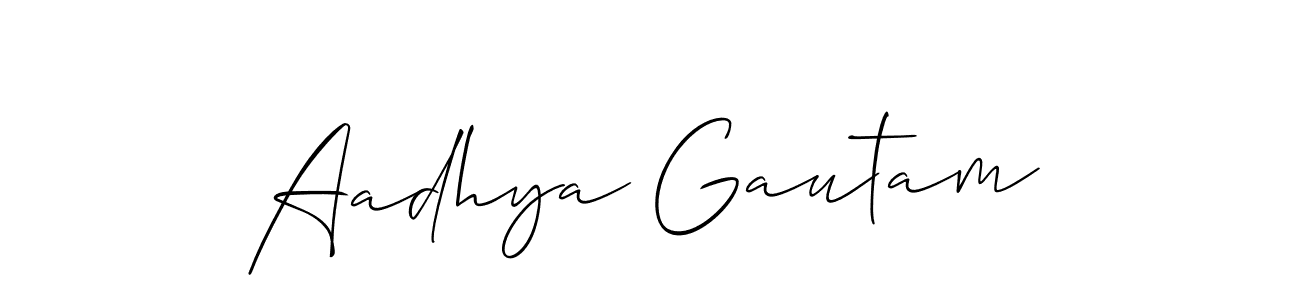 The best way (Allison_Script) to make a short signature is to pick only two or three words in your name. The name Aadhya Gautam include a total of six letters. For converting this name. Aadhya Gautam signature style 2 images and pictures png