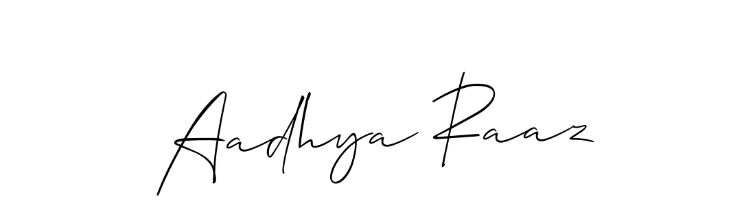 Design your own signature with our free online signature maker. With this signature software, you can create a handwritten (Allison_Script) signature for name Aadhya Raaz. Aadhya Raaz signature style 2 images and pictures png