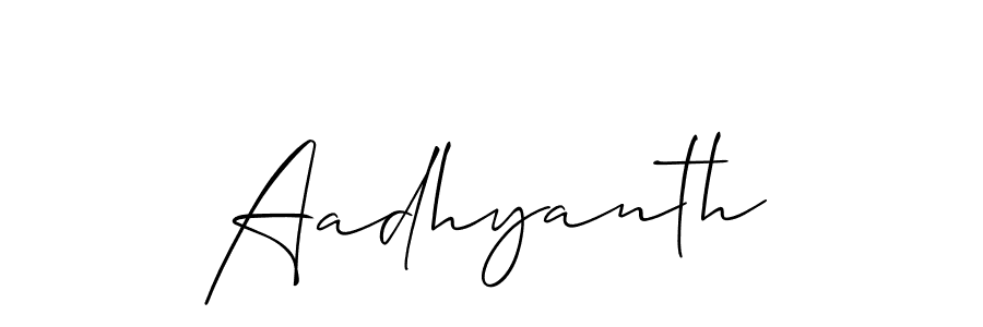 Design your own signature with our free online signature maker. With this signature software, you can create a handwritten (Allison_Script) signature for name Aadhyanth. Aadhyanth signature style 2 images and pictures png