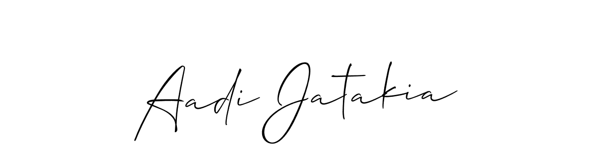 Also we have Aadi Jatakia name is the best signature style. Create professional handwritten signature collection using Allison_Script autograph style. Aadi Jatakia signature style 2 images and pictures png