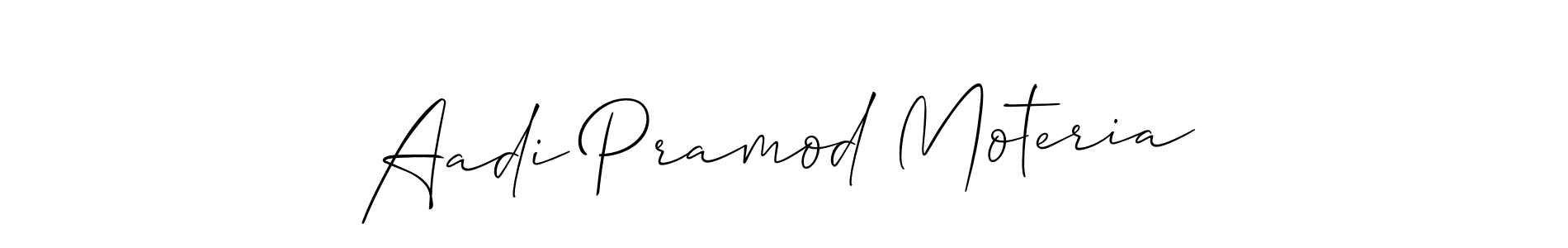 Similarly Allison_Script is the best handwritten signature design. Signature creator online .You can use it as an online autograph creator for name Aadi Pramod Moteria. Aadi Pramod Moteria signature style 2 images and pictures png