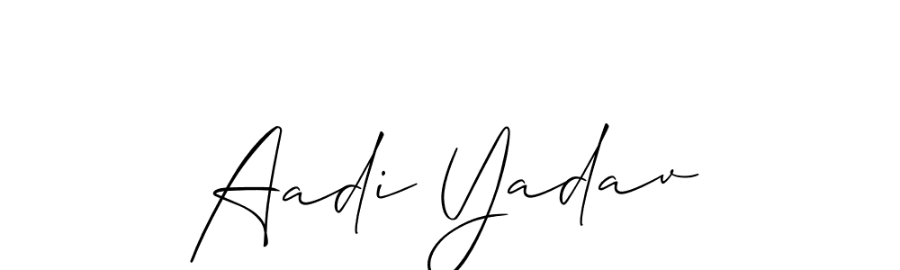 It looks lik you need a new signature style for name Aadi Yadav. Design unique handwritten (Allison_Script) signature with our free signature maker in just a few clicks. Aadi Yadav signature style 2 images and pictures png