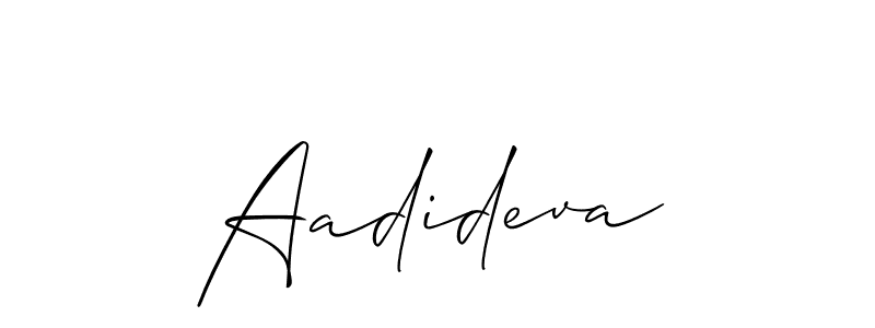Use a signature maker to create a handwritten signature online. With this signature software, you can design (Allison_Script) your own signature for name Aadideva. Aadideva signature style 2 images and pictures png