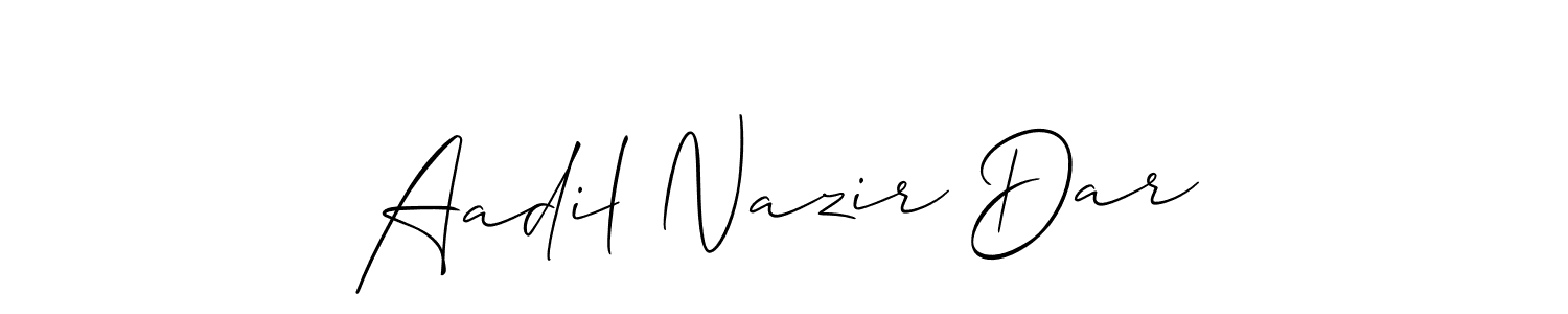 Use a signature maker to create a handwritten signature online. With this signature software, you can design (Allison_Script) your own signature for name Aadil Nazir Dar. Aadil Nazir Dar signature style 2 images and pictures png