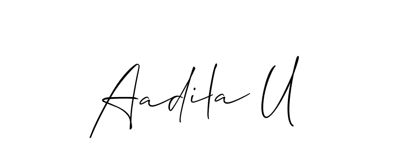 Create a beautiful signature design for name Aadila U. With this signature (Allison_Script) fonts, you can make a handwritten signature for free. Aadila U signature style 2 images and pictures png